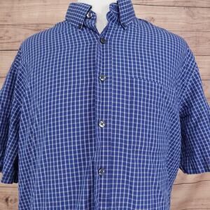 Van Heusen Shirt Mens 3XL 20-20.5 Blue Button Down No Iron Short Sleeve